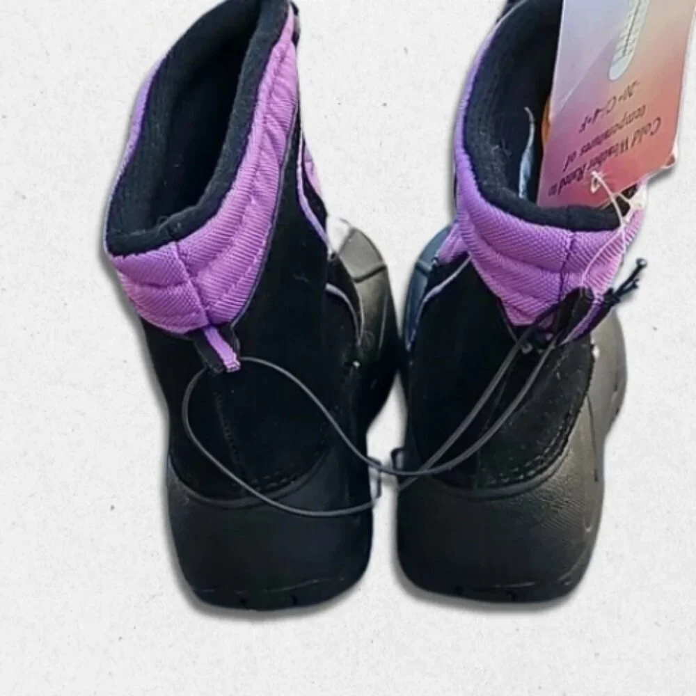 Sporto Snow Boots Rubber Soles Lace Toggle Durable Purple/Black Girls 5-6 NWT
